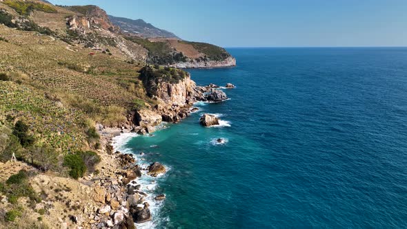 Texture of the sea and wild beach aerial view 4 K