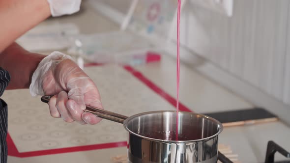 Making Lollipops  Boiling Red Caramel