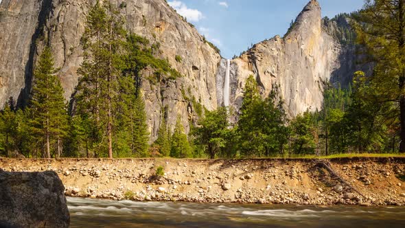 Scenic River In Yosemite National Park Time Lapse