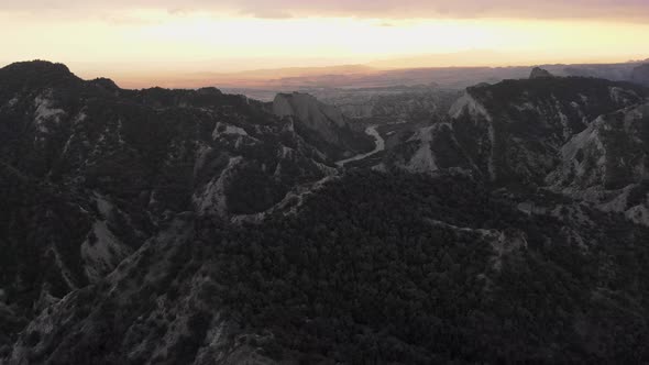 Stunning Colorful Sunset Above Horizon In Vashlovani National Park