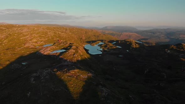 Beautiful mountains and landscape in the sunset - Aerial 4K