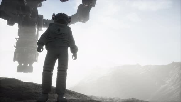 Astronaut Walking on an Mars Planet
