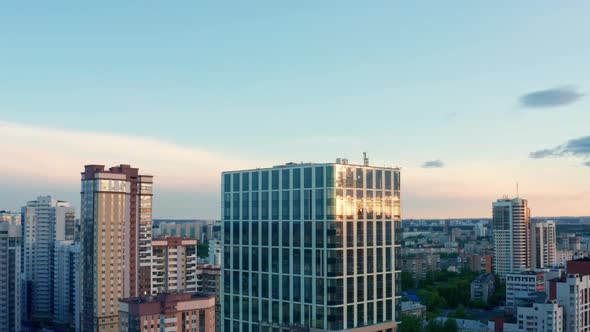 Aerial View of the Building at Sunset