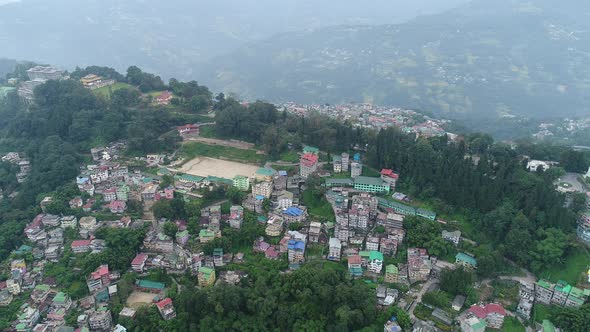 City of Gangtok in Sikkim India seen from the sky