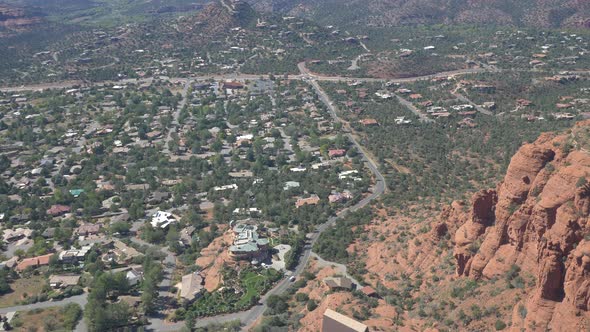 Aerial of the city and the Chapel of the Holy Cross