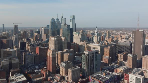 Pulling away from high rises in Center City Philadelphia