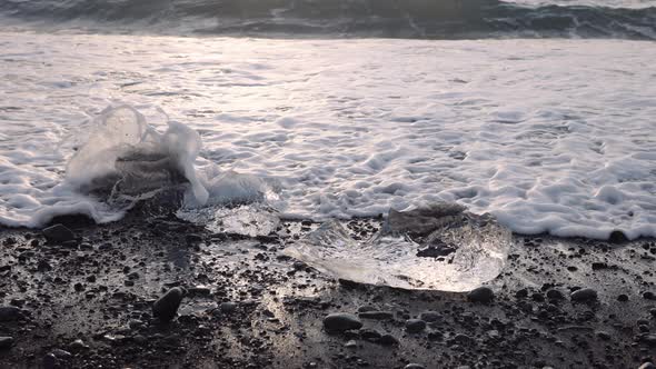 Surf Covering Ice on Diamond Beach of Iceland / Videohive, Stock footage, Nature