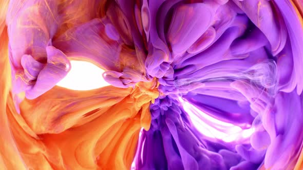 Violet and Pink Color Fluid Art Painting Footage Trendy Acrylic Texture with Colorful Waves