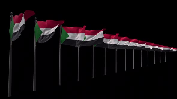 Row Of Sudan Flags With Alpha 2K