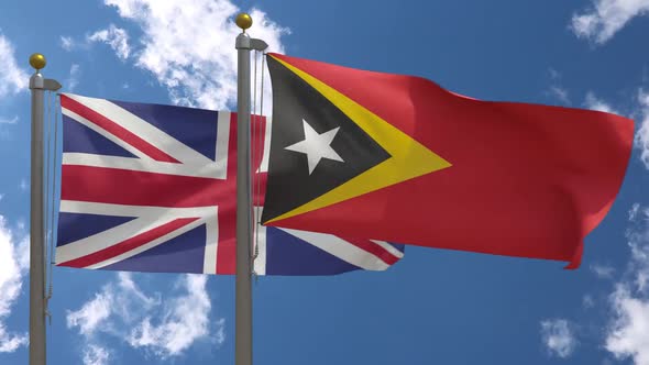 United Kingdom Flag Vs East Timor Flag On Flagpole