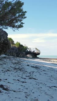 Tanzania  Vertical Video Empty Beach on Zanzibar Island Slow Motion