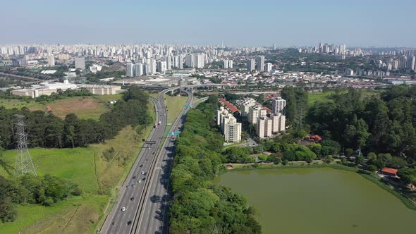 Bandeirantes highway near downtown Sao Paulo Brazil. Famous brazilian road