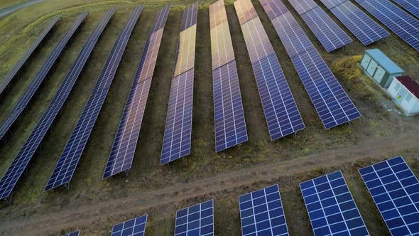 Solar Power Systems At Sunset