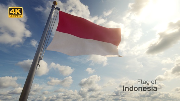 Indonesia Flag on a Flagpole - 4K