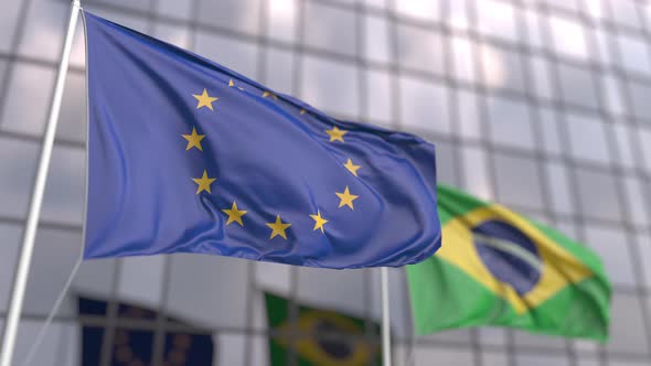 Waving Flags of the EU and Brazil alt