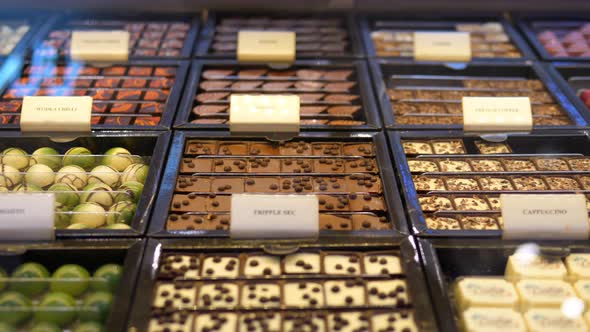 Display of Exclusive Chocolate Artisan Candies in Wide Assortment