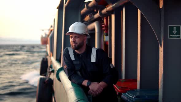 Marine Deck Officer or Chief Mate on Deck of Offshore Vessel or Ship