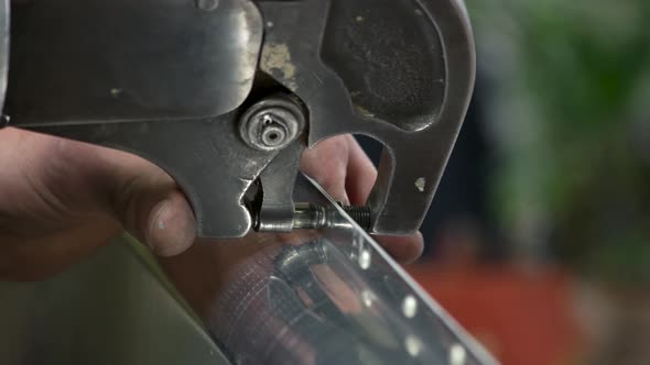 Hand Rivet Squeezer in Action.