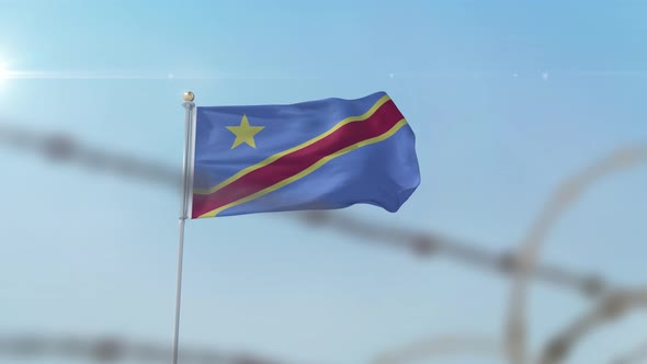 Congo Democratic Republic Of The  Flag Behind Border
