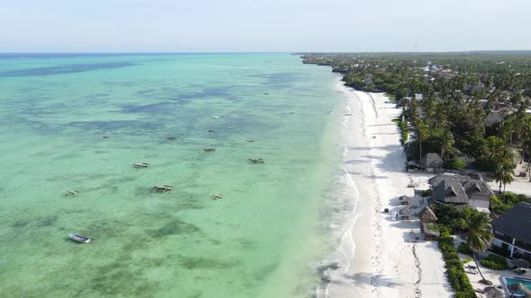 Aerial View of the Beach on Zanzibar Island Tanzania Slow Motion