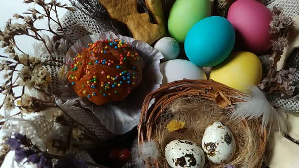 Easter Basket with Eggs Cake Dried Flower Rotation