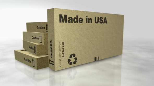 Made in USA box abstract concept 3d rendering alt