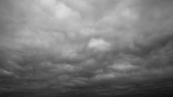 Ominous Storm Clouds Background Time Lapse Black and White 