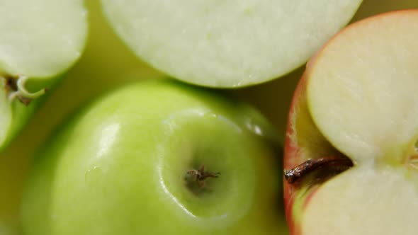 Green apples with water droplets