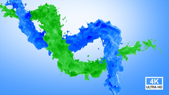 Blue And Green Paint Flow Mixed 4K