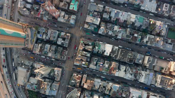  top view fly over Hong Kong city