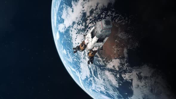 Space Rocket Leaving Earth and Heading into Outer Space alt