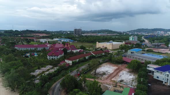 City of Sihanoukville in Cambodia seen from the sky