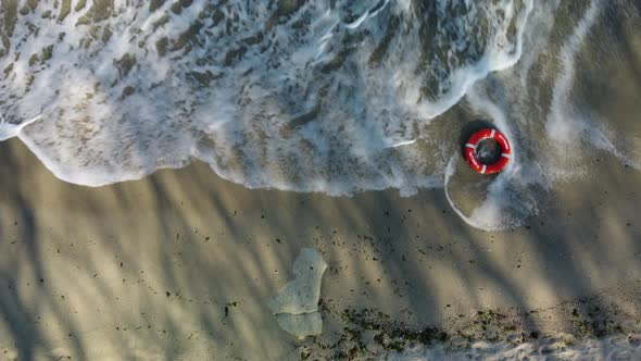 Top View of Lifebuoy in the Sea Shore