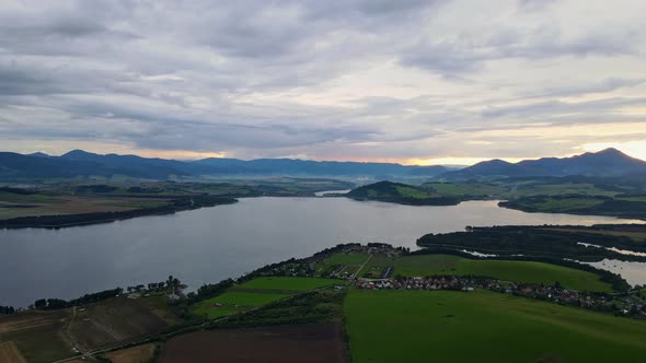 Aerial view of Liptovska Mara reservoir in Slovakia