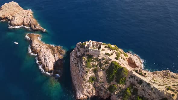 Punta Grossa lighthouse in Ibiza, Spain