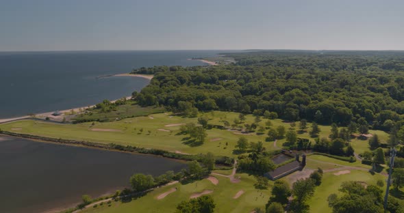 Aerial View of Glen Cove Golf Club and Beach Shores in Long Island