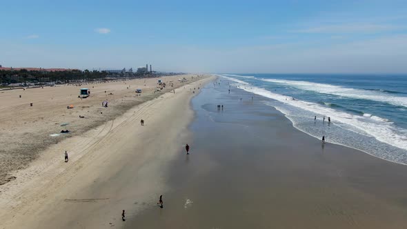 Aerial View of Huntington Beach During Sunny Summer Day