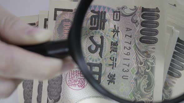 Financial Staff Inspection Money With Magnify Glass