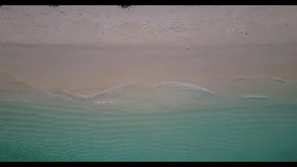 Aerial top down panorama of exotic sea view beach wildlife by blue sea with white sandy background o