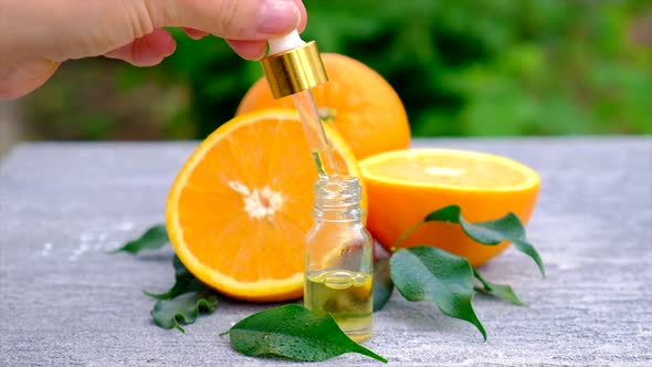 Orange Essential Oil in a Small Bottle
