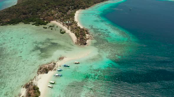 Small Torpic Island White Sandy Beach Top View