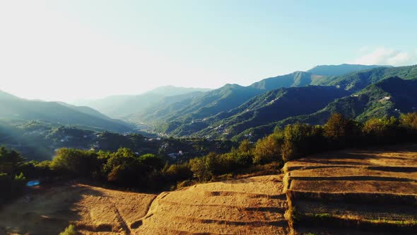 Aerial view of mountains in countryside 4k