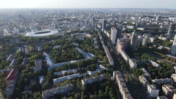 Kyiv Cityscape, Ukraine. Aerial View, Kiev. Slow Motion