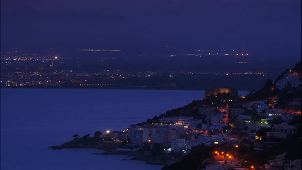 Gulf Of Roses At Night, Catalan Coast Of Spain. Timelapse