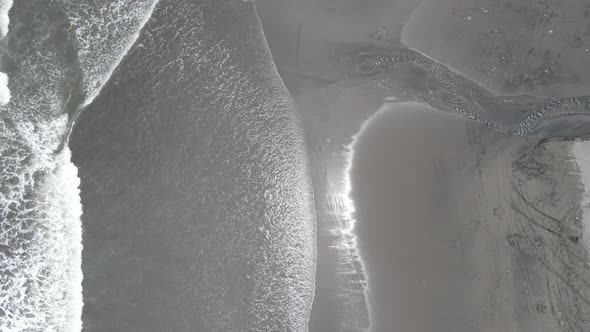 Aerial view of Sandy beach in sunny day in Yogyakarta, Indonesia