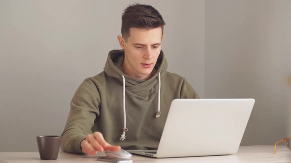 Handsome Man Designer Working in Creative Agency Office