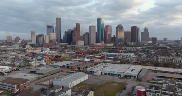 Aerial view of downtown Houston and surrounding landscape