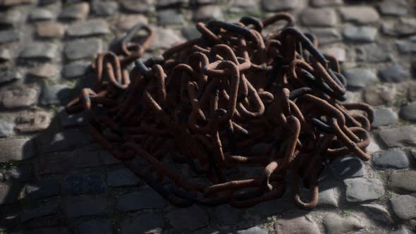 Vintage Rusty Hand-made Iron Chain