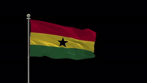 Ghana  Looping Of The Waving Flag Pole With Alpha