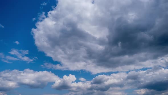 Clouds in the Blue Sky Slowly Move and Change Shape Timelapse